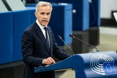 Mark Carney a prononcé un discours devant les eurodéputés ce jeudi. © European Union 2026 - Alexis HAULOT